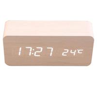 Réveil LED en bois avec fonction de température, port USB,vocale, idéal pour le bureau