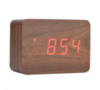 Réveil LED pour chambre avec chargement sans fil et luminosité réglable, réveil numérique avec contrôle sonore, horloge cube en bois moderne