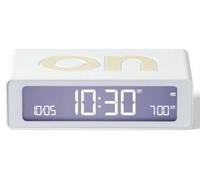 Lexon Flip Mini Réveil Matin de Voyage, Horloge numérique LED on/Off à luminosité réglable, Rechargeable et Tactile, idéal comme réveil de Chevet - Blanc