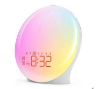 Réveil Lumière Bluetooth,Radio Eveil Matin Lumineux Lampe de Chevet 20 Niveaux de Luminosité Simulateur d Aube et Crépuscule