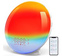 Réveil Lumineux Bluetooth APP, Radio Eveil Matin Lumière Lampe de 20 Niveaux de Luminosité Simulateur d'Aube et Crépuscule 4 Réveils 7 Sons Naturels Fonction Snooze 11 Couleurs Veilleuse Enfant