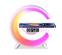 Reveil Lumineux Chargeur Telephone, 5W G Light Lampe a Chargeur Sans Fil 10 Couleur de la Lumière Lampe Chargeurs Telephone avec Bluetooth, Lampe Réveil Chargeurs pour Bureau ou Maison (Blanc)