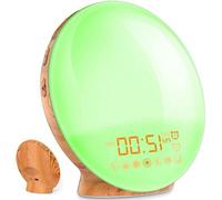Réveil lumineux Houtlook avec 2 heures de réveil, 7 sons naturels et radio FM - Réveil avec fonction « phase de sommeil » pour adultes et enfants