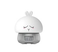 WE Connect Réveil enfant Lapin – Affichage heure & temp., Tête silicone, Rechargeable, Télécommande