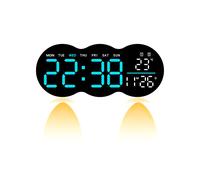 Réveil Lumineux LED pour Salon, Horloge Murale avec Fonction Minuterie, Deux Niveaux de Luminosité et Télécommande B