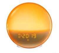 Réveil lumineux nature avec simulation de lever du soleil et coucher de soleil double alarmes radio FM 7 sons de la nature 20 niveaux de luminosité 7 couleurs veilleuse pour chambre à coucher