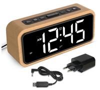Réveil lumineux pour un sommeil profond, réveil en bois avec écran LED et 12 sonneries d'alarme