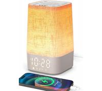 Réveil Lumineux Simulateur d'Aube, Reveil Matin sur Lampe de Chevet LED | 30 Sons pour Dormir, Snooze, Minuteur, Lampe de Reveil avec Fonction Charge, 12 Niveaux de Luminosité- Adaptateur Inclus