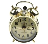 Réveil mécanique à remontage manuel, design fer à cheval en métal doré - Petite horloge de bureau vintage pour décoration de chambre à coucher, rétro compacte avec fonction cloche