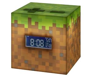 Réveil Minecraft, bloc d'herbe, numérique, vert, alarme de lever de soleil