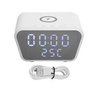 Réveil numérique 2 en 1, haut-parleur Bluetooth avec chargement sans fil pour les petits espaces, affichage LED miroir et écran haute définition