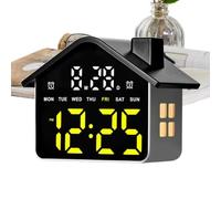 Réveil numérique à LED, affichage de la date, horloges LED en forme de | Réveil LED en forme de maison avec veilleuse, petit réveil LED pour intérieur, cuisine, bureau, étagères, chambre d'enfant