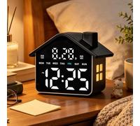 Réveil numérique à LED - Affichage en forme de maison - Intensité variable | Montre électronique à 4 modes pour cuisine, bureau, étagères, chambre d'enfant, chambre à coucher, table de chevet