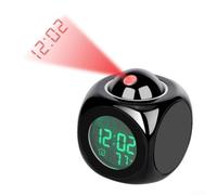 Réveil numérique à projection pour enfants avec annonce vocale de l'heure, écran LCD rétroéclairé et fonction snooze pour décoration de chambre à coucher (noir)