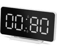 Réveil numérique AC-1 avec grand écran LCD de 4,5 pouces (affichage de l'heure, de la date et de la température, intensité lumineuse réglable, 2 heures de réveil, fonction snooze, port de recharge USB