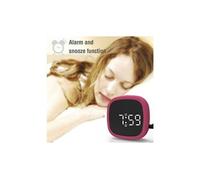 Réveil numérique affichage led poche silicone horloge activée par la voix horloge de bureau - rose