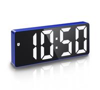 Réveil Numérique, Alarm Réveil LED avec Fonction Snooze, Luminosité réglable, ave mode jour de travail(Bleu+Police blanc)