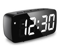 Réveil Numérique, Alarm Réveil LED avec Snooze, Luminosité réglable, ave mode jour de travail, 2 modes d'alimentation (Noir)