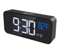 Réveil Numérique, Alarm Réveil LED, Fonction Thermomètre, Snooze, 2 Alarme, 12/24H, Alimenté USB (Noir)