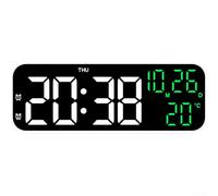 Réveil numérique avec affichage LED, capteur de température, fonction calendrier, indicateur de phase de lune et deux réglages d'alarme pour la maison et le bureau (lumière blanche verte)
