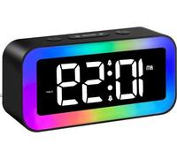 Réveil numérique avec éclairage RVB, 2 alarmes,vocale, fonction snooze, noir