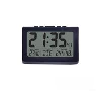 Réveil Numérique avec Écran LCD, Date, Température et Humidité, Calendrier 2000-2099, Fonction Snooze, Affichage du jour de la semaine en 7 langues, Horloge Murale en ABS, Noir, 21 x 14,2 x 3 cm