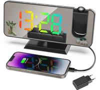 Réveil numérique avec écran RVB et fonction de recharge USB, noir