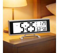 Réveil numérique avec écran tactile intelligent pour la maison et le bureau, comprend un affichage du calendrier et un capteur d'humidité, chiffres lumineux pour la nuit, finition noire élégante
