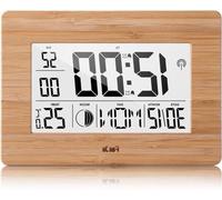 Réveil numérique avec grand cadran, température ambiante et phases lunaires - Mode veille - Calendrier-réveil pour un usage domestique