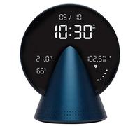 Réveil numérique avec radio, affichage de la température et de l'humidité, couleur bleu aluminium