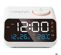 Réveil numérique avec radio FM, écran LCD, thermomètre et hygromètre (11,3 x 8,6 x 7,1 cm)Accessoire de haute qualité, durable et