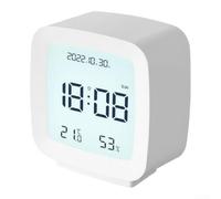Réveil numérique avec thermomètre et moniteur d'humidité, écran LCD compact pour chambres d'enfants, minuteur de bureau d'étudiant avec contrôle du rétroéclairage du robinet, format 12 ou 24 heures