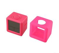 Réveil numérique carré avec écran LCD et coque en silicone pour chambre à coucher (rouge)