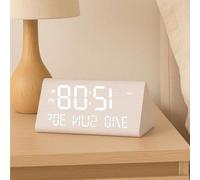 Réveil numérique en bois avec double fonction réveil et design blanc