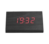 Réveil numérique en Bois électronique LED Triangle Affichage Temps température avec Commande vocale pour Bureau à Domicile(Bois Noir + lumière Rouge)