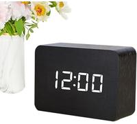 Réveil numérique en bois, mini horloge thermomètre carré, pour chambre à coucher, chevet et décoration de bureau