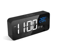Réveil numérique - EVIRON - Réveil LED miroir 5,6"" - Double alarme avec snooze - Recharge USB - Luminosité réglable