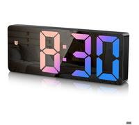 Réveil numérique générique de chevet avec fonction snooze, grand écran LED heure/date/température, luminosité réglable.