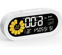 Réveil numérique - Horloge de table - Lampe de chevet - Réveil - Double alarme - Mode w nd - Écran LCD VA - Blanc