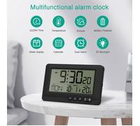 Réveil Numérique, Horloge Numérique LCD Alimentée par Batterie, Réveil de Voyage Portable, 12/24H, Double Alarme, Snooze