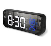 Réveil Numérique, Horloge Numérique LED Horloge Digitale Réveil avec Température/Snooze/Réveil en semaine - Noir