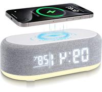 Réveil numérique - Lampe de chevet - Chargeur - Design moderne pour chambre à coucher - 4 fonctions en 1 - Non applicable - Blanc