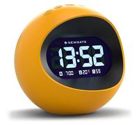 Réveil numérique LCD - Design rétro - Jaune - 11 x 11,5 x 11 cm - Alarme et snooze - Port USB