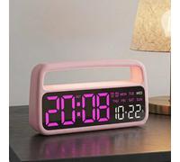 Réveil numérique LED avec veilleuse de chevet, double alarme, affichage de la date et de la semaine, fonction DST, luminosité réglable, horloge de bureau moderne pour la décoration de la chambre à cou