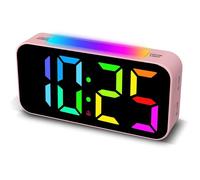 Réveil Numérique, LED Horloge Digitale, Reveil Enfant Lumineux avec Veilleuse, avec 2 Modes d'Alarme, Luminosité Réglable, Rose