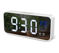 Réveil Numérique ORIA, Mini Horloge numérique, Alarme LED, Fonction Thermomètre, Snooze, 2 Alarmes, 12/24H, Alimenté USB (Blanc)