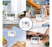 Réveil numérique pliable - Écran LCD avec indication de la température - Fonction snooze