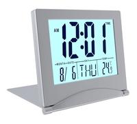 Réveil Numérique Pliable LCD Horloge Digitale avec Rétro-éclairage - Alarme Réveil de Table avec Indication du Jour