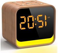 Réveil numérique - Radio de chevet - Favorise un sommeil paisible - 9 sons d'alarme - Compact - Orange