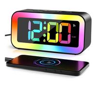 Réveil Numérique, Reveil Enfant Lumineux avec Veilleuse 7 Couleurs, LED Horloge Digitale, Ado Reveil Matin, avec 2 Modes d'Alarme